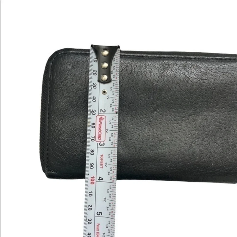 Tory Burch black leather logo clutch wallet